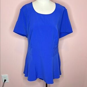 NWT Lane Bryant Royal Blue Peplum Short Sleeve Blouse